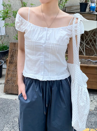 Pleated shirred blouse