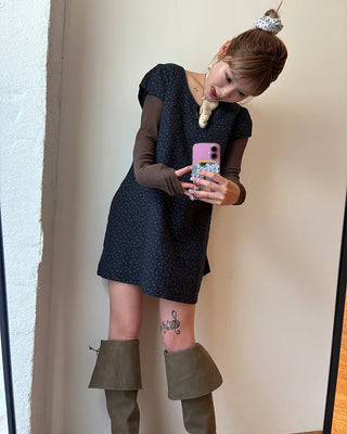 Teardrop neck gauze quilted tunic