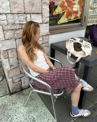 (ORIGINAL) Tartan Check Half Wide Easy Pants