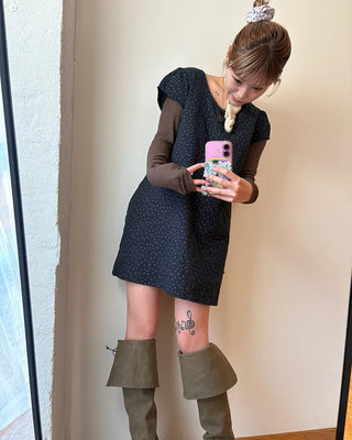 Teardrop neck gauze quilted tunic