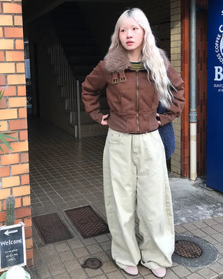Layered Fur Mouton Jacket