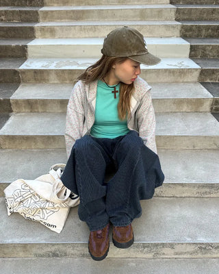 Striped wide summer denim pants