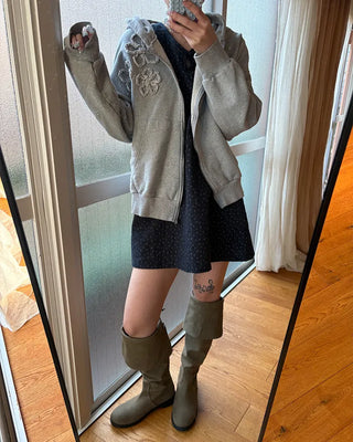Teardrop neck gauze quilted tunic