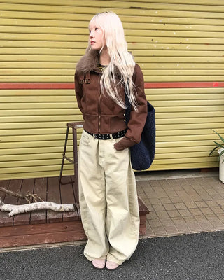Layered Fur Mouton Jacket