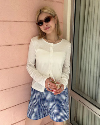 Ribbed perforated slim cardigan
