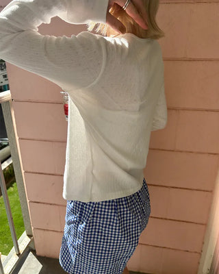 Ribbed perforated slim cardigan