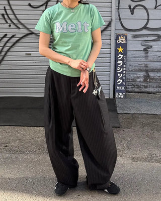 Striped wide slacks