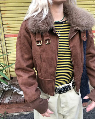 Layered Fur Mouton Jacket
