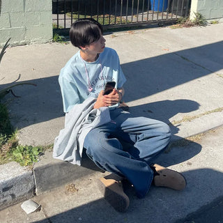 Balloon denim pants