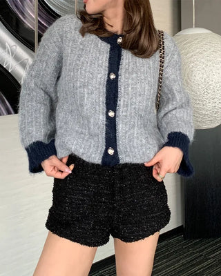 Two-tone gold button cardigan