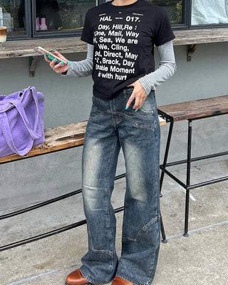 Border Center Metal Tag Long T-Shirt