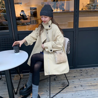 Voluminous flared short trench coat