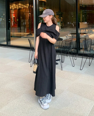 Big Ribbon Detail Long Dress