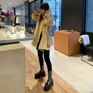 Voluminous flared short trench coat
