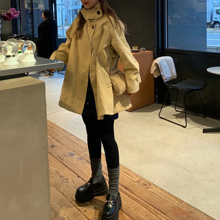 Voluminous flared short trench coat