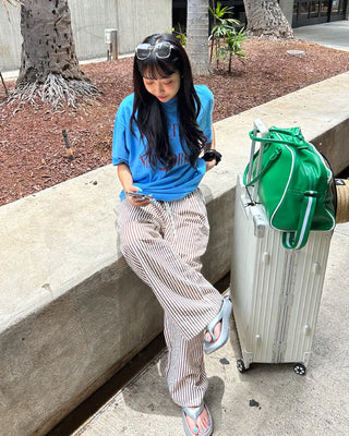 Wrinkle Wide Stripe Pants