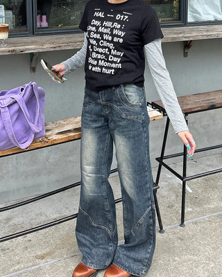 Border Center Metal Tag Long T-Shirt