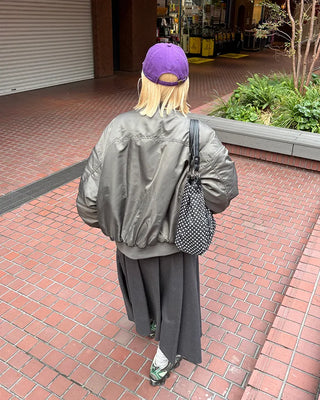 Wide pleated flared long skirt