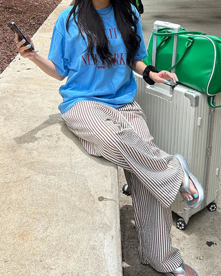 Wrinkle Wide Stripe Pants