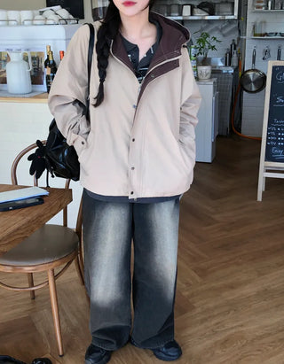 Vintage wash denim pants with pleats