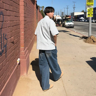 Balloon denim pants