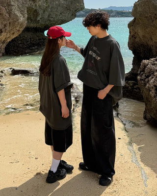 (Unisex) USA Pigment Loose Half T-Shirt