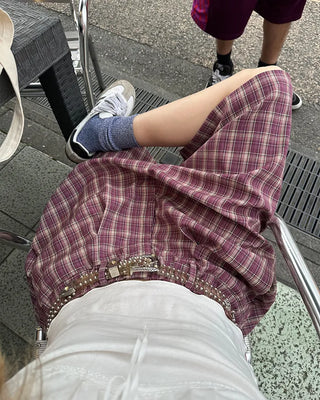 (ORIGINAL) Tartan Check Half Wide Easy Pants