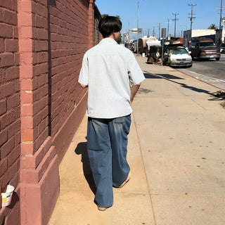 Balloon denim pants
