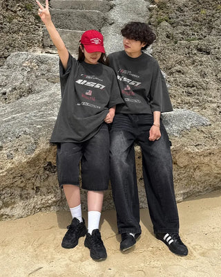 (Unisex) USA Pigment Loose Half T-Shirt