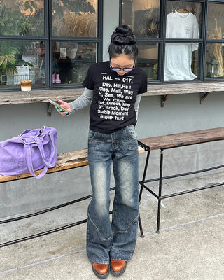 Border Center Metal Tag Long T-Shirt