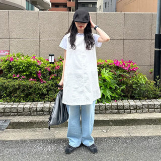 Basic semi-cropped color T-shirt