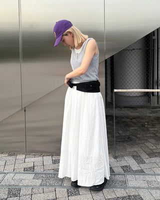Elastic waist flared maxi skirt