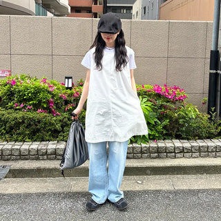 Basic semi-cropped color T-shirt