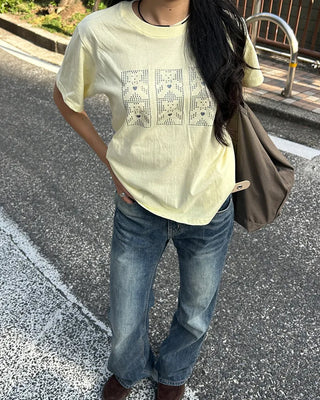 Block Lame Bear Half T-Shirt