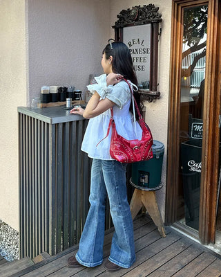 Unique Whisker Wash Flare Denim Pants