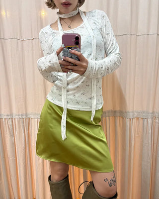 Simple satin trappé mini skirt
