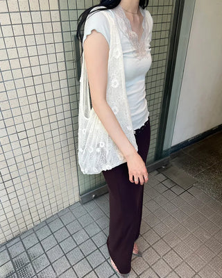 Flower Lace Tulle Tote Bag