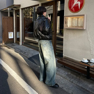 Vintage Wash Wide Denim Pants