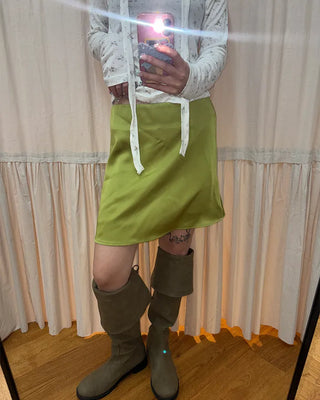 Simple satin trappé mini skirt