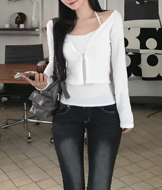 Washed bootcut denim pants