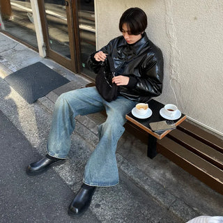 Vintage Wash Wide Denim Pants