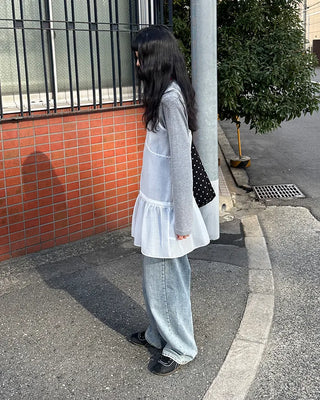 See-through camisole shirred dress