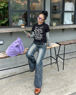 Border Center Metal Tag Long T-Shirt