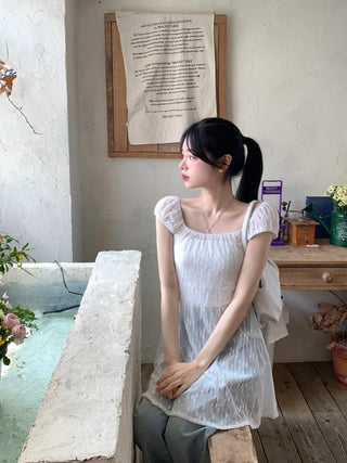 Flower sheer layered dress
