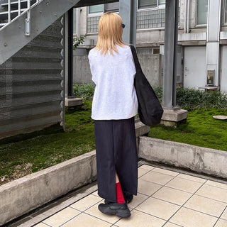 Elastic striped long skirt