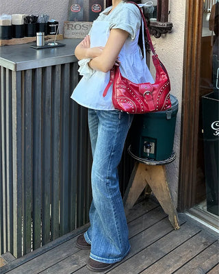 Unique Whisker Wash Flare Denim Pants