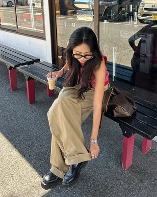 Cotton wide painter pants