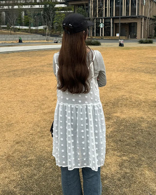 Jewel neck simple long T-shirt