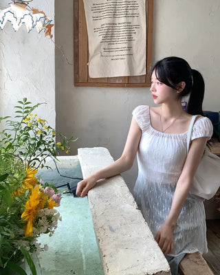 Flower sheer layered dress