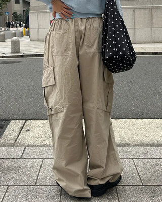 (Unisex) Elastic Waist Cotton Cargo Pants